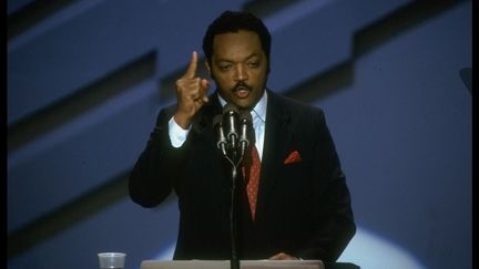 Jesse Jackson, lors de son discours à la convention nationale du parti démocrate, le 19 juillet 1988. (BILL PIERCE / THE LIFE IMAGES COLLECTION)