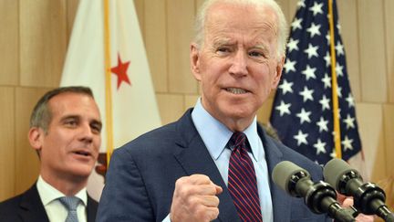 Joe Biden au lendemain du "Super Tuesday", le 4 mars 2020. (JIM RUYMEN / UPI / MAXPPP)