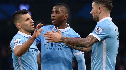 Kun Aguero a scoré deux fois devant Crystal Palace (OLI SCARFF / AFP)