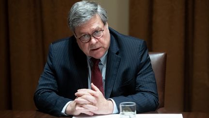 Le ministre de la Justice&nbsp;Bill Barr lors d'une table ronde sur les personnes âgées avec le président américain Donald Trump à la Maison Blanche, à Washington, le 15 juin 2020. -&nbsp; (SAUL LOEB / AFP)