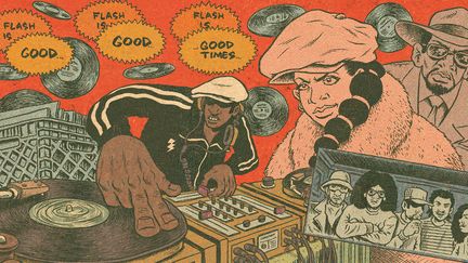 Grandmaster Flash On The Wheels of Steel par Ed Piskor dans "Hip Hop Family Tree Tome 1".
 (Ed Piskor)