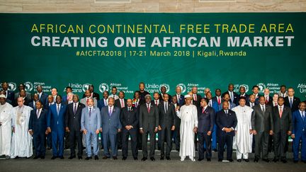 Les dirigeants des pays signataires,&nbsp;mercredi 21 mars 2018, à Kigali (Rwanda). (AFP)