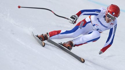 Marie Bochet lors de l'&eacute;preuve de descente, le 8 mars 2014 &agrave; Sotchi (Russie). (MAXPPP)