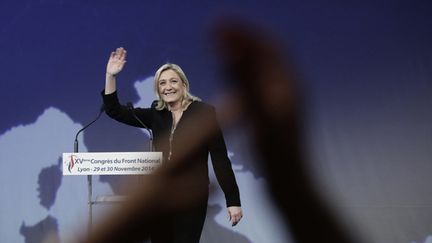 &nbsp; (Marine Le Pen a été réélue présidente du FN avec 100% des suffrages. © Maxppp)