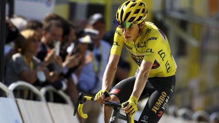 Jonas Vingegaard (Jumbo-Visma) triomphe à Hautacam dans les Pyrénées lors de la 18e étape du Tour de France, le 21 juillet 2022. (DAVID PINTENS / AFP)