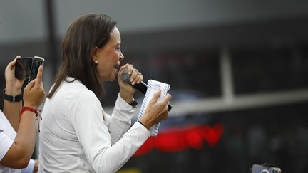 Venezuelan opposition leader Maria Corina Machado addresses a crowd in Caracas on July 30, 2024. (PEDRO RANCES MATTEY / ANADOLU / AFP)
