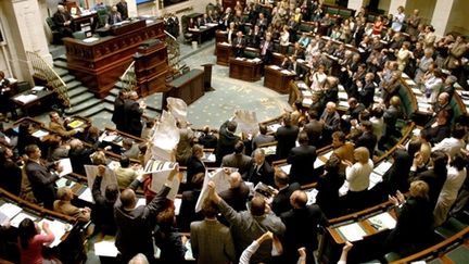 L'hémicycle du Parlement belge à Bruxelles (AFP/BENOIT DOPPAGNE)