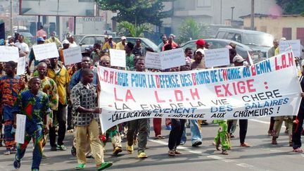 Manifestation dans les rues de Cotonou contre la vie chère (CHRISTIAN-ERIC AHONOU / AFP)