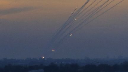 Tir de roquettes depuis la bande de Gaza, le 5 mai 2019. (JACK GUEZ / AFP)