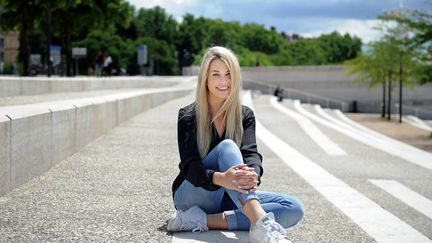 La youtubeuse Marie Lopez, alias EnjoyPhoenix, participante du défi "On est prêt", ici à Lyon le 15 juin 2015. (MAXPPP)