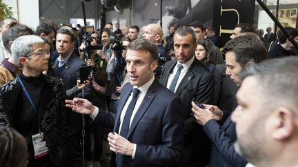 The President of the Republic Emmanuel Macron at the Agricultural Show, in Paris, February 24, 2024. (SERGE TENANI / HANS LUCAS / AFP)