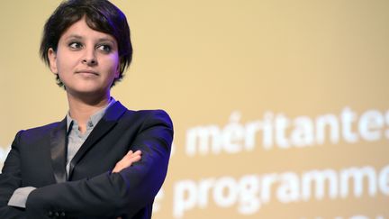 La ministre des Droits des femmes Najat Vallaud-Belkacem, le 30 janvier 2014 &agrave; Ecully (Rh&ocirc;ne). (JEAN-PHILIPPE KSIAZEK / AFP)