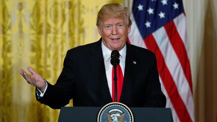 Le président américain Donald Trump lors d'une conférence de presse commune avec la Première ministre norvégienne Erna Solberg, le 10 janvier 2018 à la Maison Blanche. (JONATHAN ERNST / REUTERS)