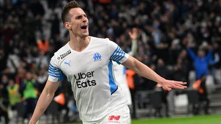 Arkadiusz Milik lors du match face au SCO Angers, le 4 février. (NICOLAS TUCAT / AFP)