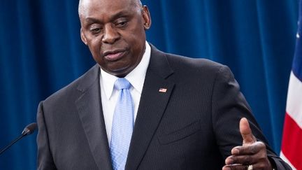 Le secrétaire américain à la Défense, Lloyd Austin, s'exprime lors d'une conférence de presse au Pentagone à Washington (Etats-Unis), le 25 juillet 2024. (SAUL LOEB / AFP)