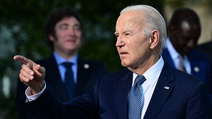 US President Joe Biden, June 14, 2024, during the G7 summit in Borgo Egnazia (Italy).  (TIZIANA FABI / AFP)