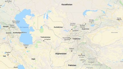 Capture d'écran d'une carte situant le Tadjikistan et sa région. (GOOGLE MAPS)