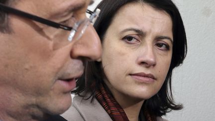 Fran&ccedil;ois Hollande et C&eacute;cile Duflot, le 1er f&eacute;vrier 2013 &agrave; Ermont (Val-d'Oise). (PHILIPPE WOJAZER / AFP)