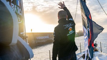 Kevin Escoffier lors du départ du Vendée Globe 2020.&nbsp; (SPORT PRB)