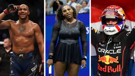 Ciryl Gane, Serena Williams et Max Verstappen comptent parmi les grands acteurs du week-end sportif des 3 et 4 septembre.&nbsp; (JULIEN DE ROSA / AFP - ASSOCIATED PRESS - Jakub Porzycki / NurPhoto via AFP)