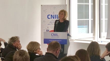 Isabelle Falque-Pierrotin, président de la CNIL, lors de la présentation du rapport annuel 2017. (JEROME COLOMBAIN / RADIO FRANCE)