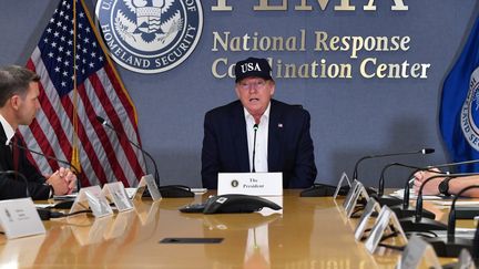 Le président américain, Donald Trump, lors d'une réunion à l'Agence fédérale des situations d'urgence, à Washington le 1er septembre 2019. (NICHOLAS KAMM / AFP)