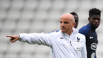 Guy Stéphan dirigeant un entraînement des Bleus, le 29 mai 2016 à Nantes. (FRANCK FIFE / AFP)