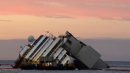 Le Costa Concordia, le 16 septembre 2013 sur l'&icirc;le du Giglio (Italie). (ANDREAS SOLARO / AFP)