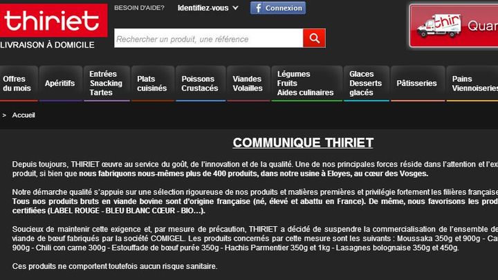 Capture d'&eacute;cran du site de Thiriet. ( FRANCETV INFO)