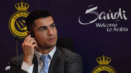 La star portugaise Cristiano Ronaldo, lors de sa présentation avec le club saoudien d'Al-Nassr, le 3 janvier 2023. (AFP)