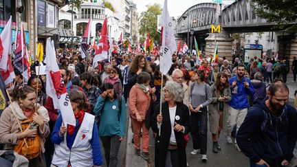 La manifestation "contre les violences policières, le racisme systémique et pour les libertés civiles" à Paris, le 23 septembre 2023. (LAURE BOYER / HANS LUCAS / AFP)