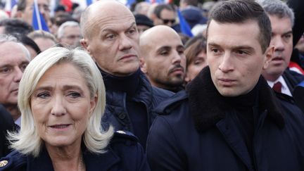 Marine Le Pen and Jordan Bardella, in Paris on November 12, 2023. (GEOFFROY VAN DER HASSELT / AFP)