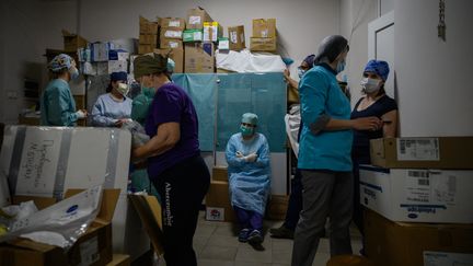 Photo prise à l'hôpital de Zaporijia (Ukraine) le 18 avril 2022 (ED JONES / AFP)