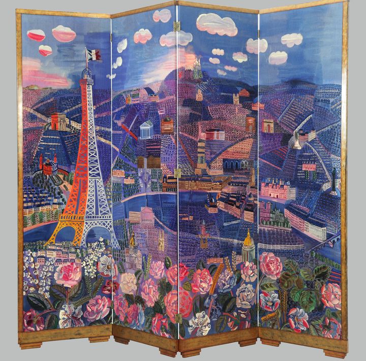 Raoul Dufy et André Groult (1884 –1966), "Panorama de Paris", 1933, Bois de hêtre, tapisserie de Beauvais, Paris, mobilier national et manufactures des Gobelins, de Beauvais et de la Savonnerie (© Adagp, Paris 2021)