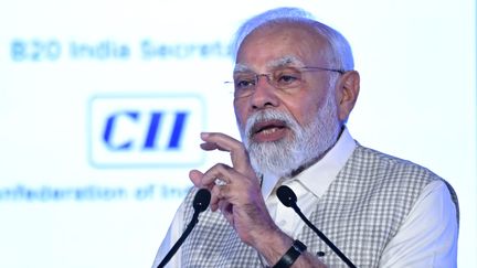 Narendra Modi, le Premier ministre indien, le 27 août  2023 (SAJJAD HUSSAIN / AFP)