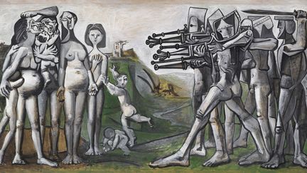 Massacre en Corée, 1951, huile sur contreplaqué, 110 x 210 cm. Musée national Picasso, Paris. Photo © RMNGrand
	Palais (Musée national Picasso-Paris)/Mathieu Rabeau. © Succession Picasso 2018.
	 
 (RMN Grand Palais (Musée national Picasso-Paris)/Mathieu Rabeau. © Succession Picasso 2018.)