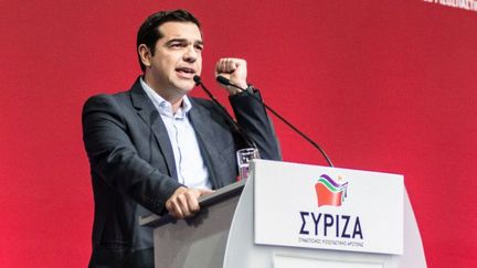 Le leader de Syriza, et peut-être futur Premier ministre grec, Alexis Tsipras, lors d'un meeting de campagne en janvier 2015. (AFP/Wassilios Aswestopoulos / NurPhoto)