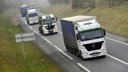 Des camions sur la route centre europe atlantique dans l'Allier. (THIERRY ZOCCOLAN / AFP)