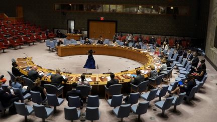 Une réunion du Conseil de sécurité de l'ONU sur l'Afghanistan aux Nations Unies à New York, le 16 août 2021.&nbsp; (TIMOTHY A. CLARY / AFP)