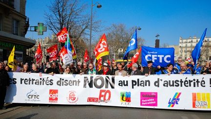 Manifestation de retrait&eacute;s contre le gel des pensions,&nbsp;le 17 mars 2015 &agrave; Paris.&nbsp; (JALLAL SEDDIKI / CITIZENSIDE / AFP)