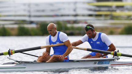 Le rameur italien Niccolo Mornati (à droite) lors des JO de Londres 2012 (DARREN WHITESIDE / POOL)