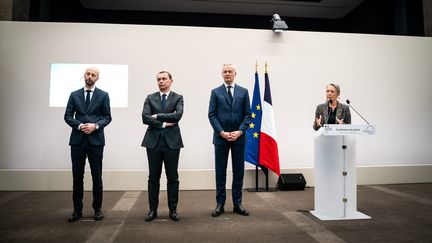 Le gouvernement présente son projet de réforme des retraites, le 10 janvier 2023 à Paris. (XOSE BOUZAS / HANS LUCAS / AFP)