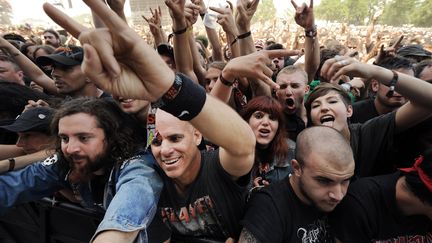 Des spectateurs du Hellfest, le 20 juin 2014 &agrave; Clisson (Loire-Atlantique). (JEAN-SEBASTIEN EVRARD / AFP)