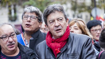 L'eurod&eacute;put&eacute; Jean-Luc M&eacute;lenchon le 15 novembre 2014 &agrave; Paris, lors d'une manifestation contre l'aust&eacute;rit&eacute;. (CITIZENSIDE / AURÉLIEN MORISSARD / AFP)