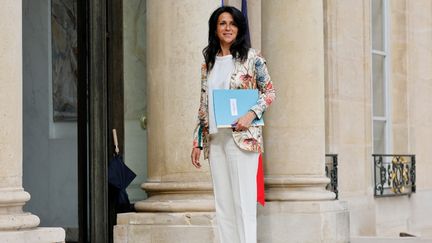 La secrétaire d'Etat et gynécologue Chrysoula Zacharopoulou, le 23 mai 2022 à l'Elysée, à Paris. (LUDOVIC MARIN / AFP)