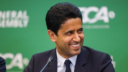 Nasser Al-Khelaifi, président du PSG, à Berlin, le 7 septembre 2023. (GERALD MATZKA / DPA / AFP)