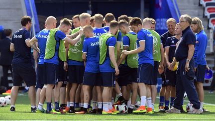 Les joueurs islandais à l'entraînement dans le stade de Nice (Alpes-Maritimes), le 26 juin 2016. (TOBIAS SCHWARZ / AFP)