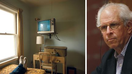 Stephen Shore, Chambre 125, Westbank Motel, Idaho Falls, Idaho, 18 juillet 1973,  série "Uncommon Places", avec l'aimable autorisation de l'artiste et de la 303 Gallery à New York - A droite, Stephen Shore à Madrid en septembre 2014
 (A gauche © Rencontres d&#039;Arles - A droite © photo Hugo Ortu / EFE / Newscom / MaxPPP)