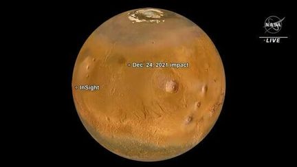 Image prise depuis l'espace de l'un des deux impacts qui ont touché la planète Mars, le 24 décembre 2021. (NASA)