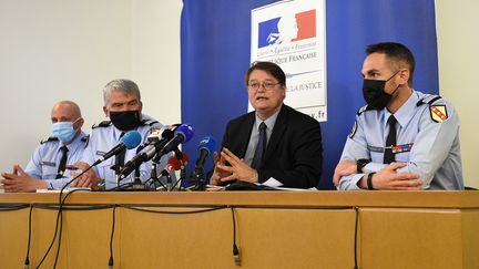 Le procureur de la République de Nancy, François Perain, lors d'une conférence de presse, dimanche 18 avril 2021. (JEAN-CHRISTOPHE VERHAEGEN / AFP)